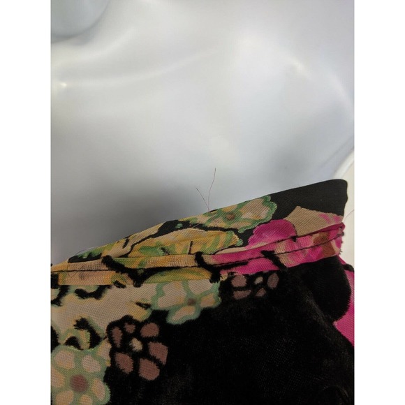 Band of Gypsies Black Pink Velvet Tunic Dress Top Lace Up Sheer Choker Floral S - Picture 8 of 8